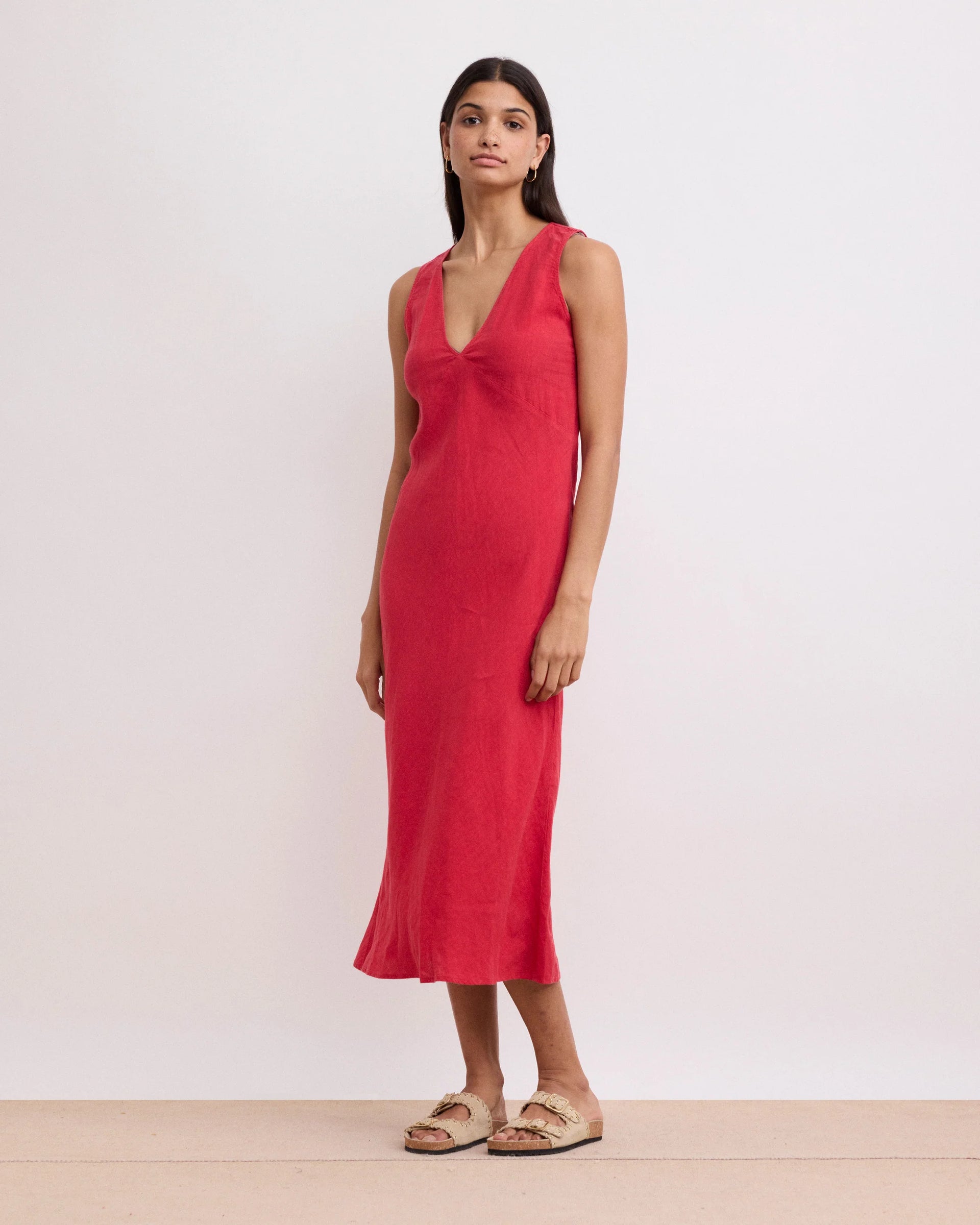 Ralini Linen V-Neck Midi Dress habit footwear + accessories Ralini Linen V-Neck Midi Dress habit footwear + accessories