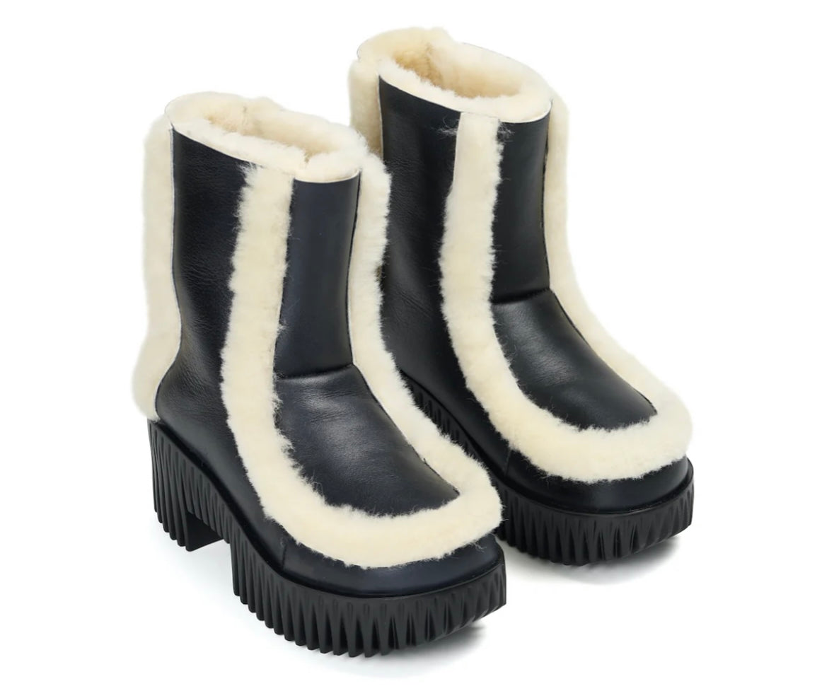 Luna Suede with Shearling Ankle Bootie