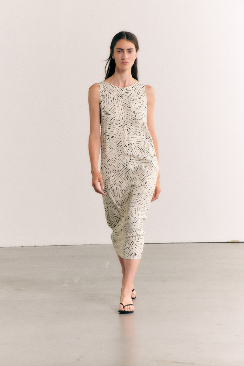 Ojai Cream with Black Pattern Dress Medium Ojai Cream with Black Pattern Dress Medium