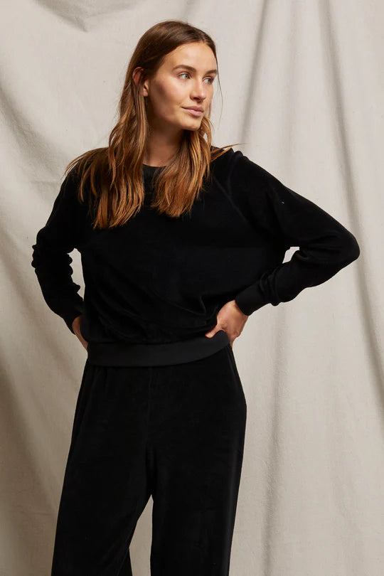 Black velour sweatshirt sale