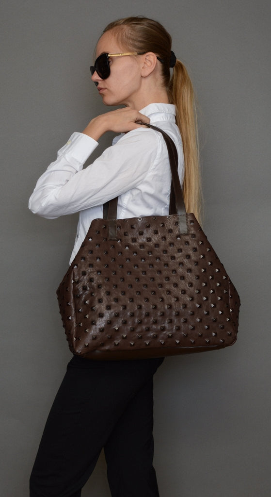 AMBER Grey Studded - Carla Mancini Handbags