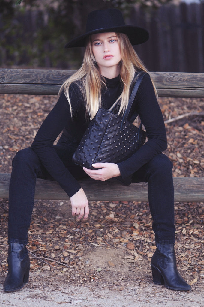 LINA Black Studs - Carla Mancini Handbags